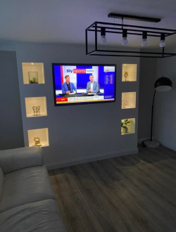 living room squares lit up