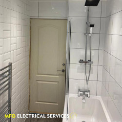 bathroom lighting shown across bathroom