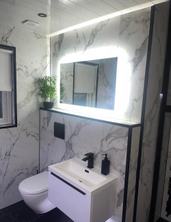 marble black corners inlays lighting plant